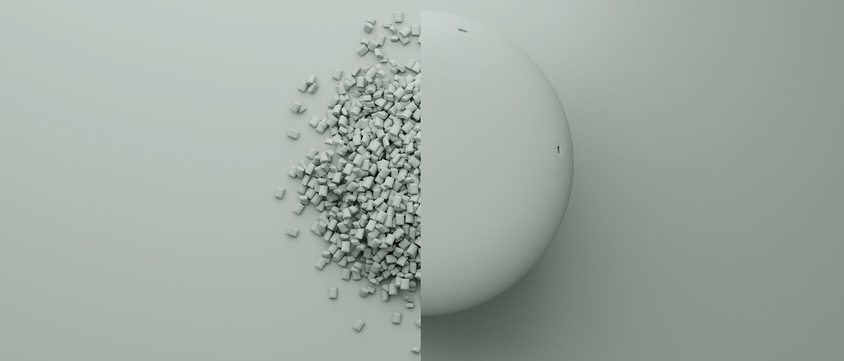 Plastgranulat och detalj producerad av samma granulat